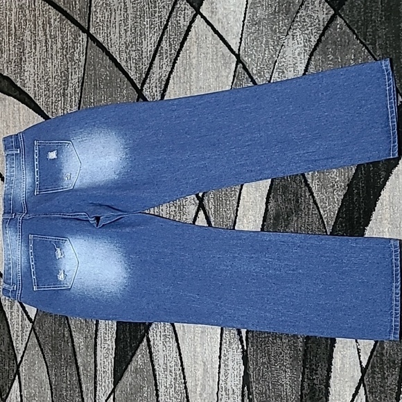 WOMEN'S PATCHED OMBRE PINK LEOPARD PRINT DISTRESSED HIGH-WAISTED DENIM JEAN XL - Picture 11 of 15